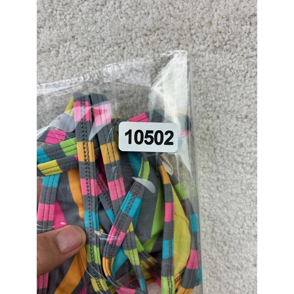 Xhilaration Bikini Top Womens‎ Medium Multicolor Stripe Triangle Swim Halter Tie